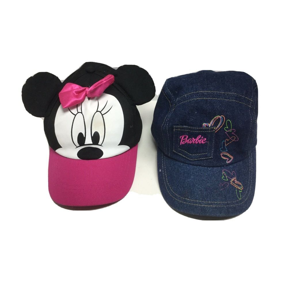 Mini Mouse & Barbie Hat Lot Of 2 Youth Toddler Caps Disney Hat Barbie Size 3/6